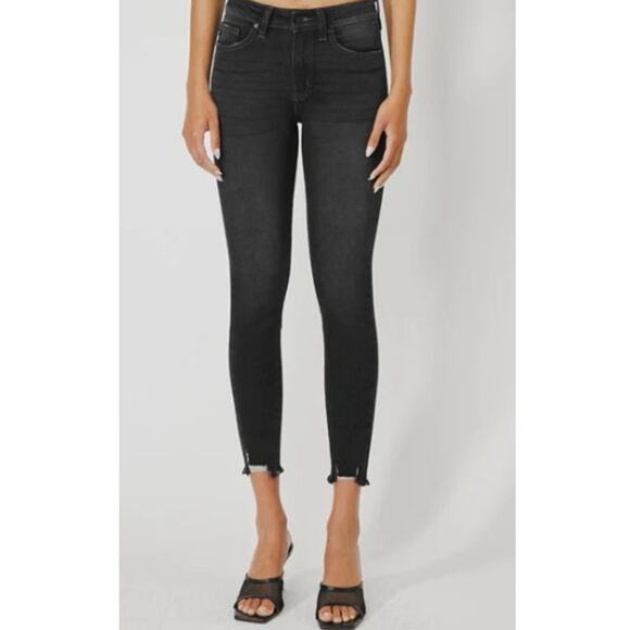 KanCan High Rise Leo Ankle Skinny Dark Grey Hem Jeans Women Sz 11/29 KC9216DG - Picture 4 of 7